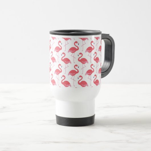 Strand-rosa Flamingomuster-Reise-Tasse Reisebecher (VorderseiteRechts)