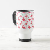 Strand-rosa Flamingomuster-Reise-Tasse Reisebecher (Vorderseite Links)