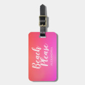 Strand Rosa Orange Ombre Name Adresse Gepäckanhänger (Vorderseite vertikal)