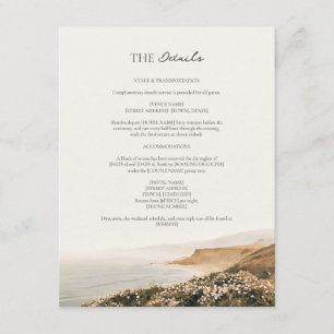 Strand-Rosen-Hochzeitsdetails von Seaside Bluff Ca Begleitkarte