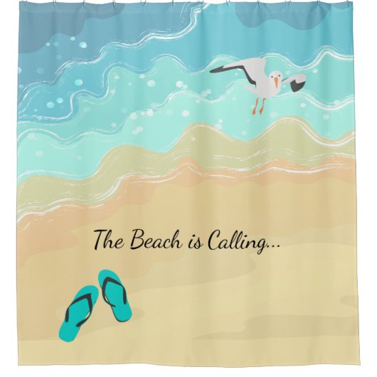 Strand ruft Niedlich an Duschvorhang (Vorderseite)