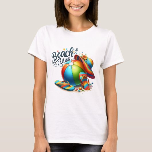 Strand ruft T - Shirt an, Sommer T - Shirt (Vorderseite)