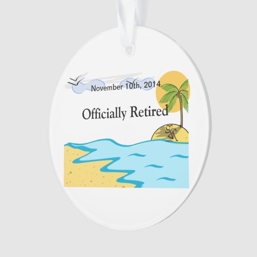 Strand-Ruhestand addiert Namen und Datum Ornament (Vorderseite)