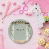 Strand Sand Canopy Elegante Tropical Moderne Hochz Pappteller (Party)