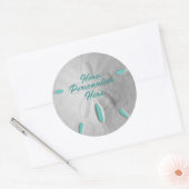 Strand Sand Dollar Sommer türkis weiß Runder Aufkleber (Umschlag)