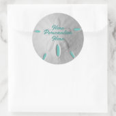 Strand Sand Dollar Sommer türkis weiß Runder Aufkleber (Tasche)