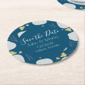 Strand Sand Dollars Botanisch Save the Date Runder Pappuntersetzer (Angewinkelt)