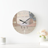 Strand, Sand, Foots, Waves ,-Personalisiert Große Wanduhr (Zuhause)