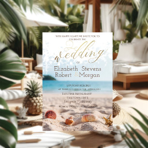Strand, Sand, Muscheln Hochzeit Einladung