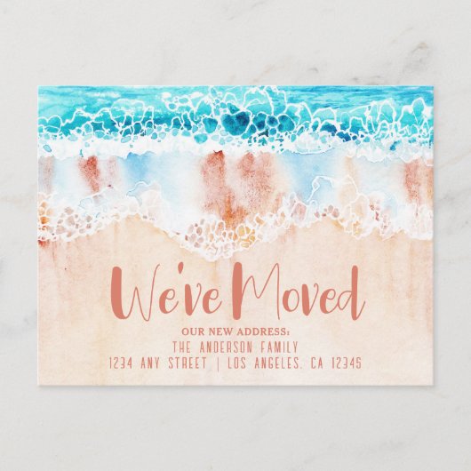 Strand Sand neue Adresse Postkarte (Vorderseite)