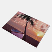 Strand, Sand, Palm, Boot, Sonnenuntergang, Zuhause Fußmatte (Schrägansicht)