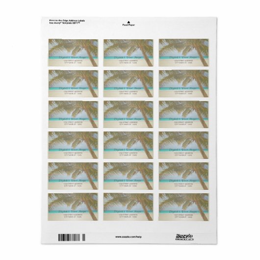 Strand, Sand, Palmen Adressaufkleber (Vorne)