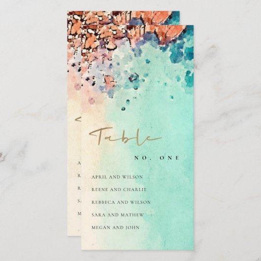 STRAND SAND ROCK AQUAMARINE SITZPLATTE TISCHNUMMER (Vorne/Hinten)