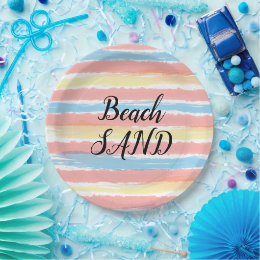 Strand Sand Rosa Gelb Farbe Wasser Pappteller (Party)