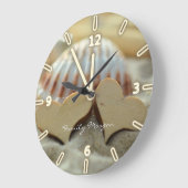 Strand, Sand, Seashell, Holzherzen Personalisiert Große Wanduhr (Winkel)