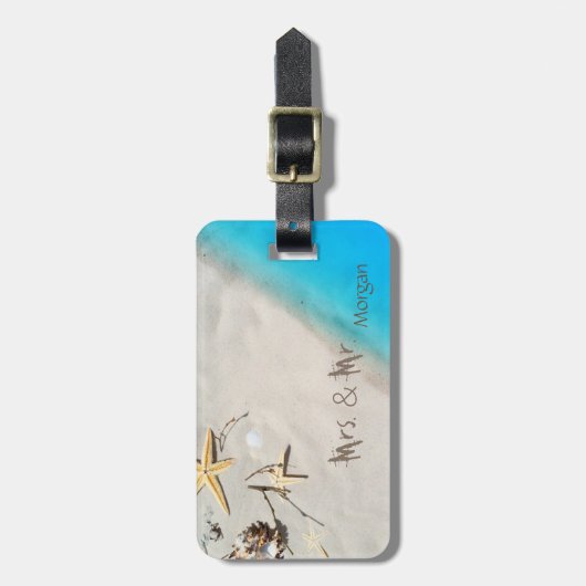 Strand, Sand, Seashell, Seastar, Personalisiert Gepäckanhänger (Vorderseite vertikal)
