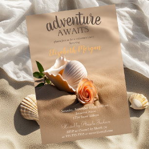 Strand, Sand, Seashells Blume Ruhestand Party Einladung
