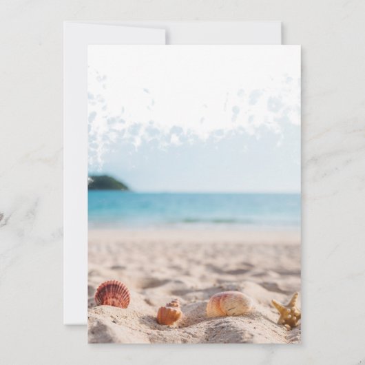 Strand, Sand, Seashells Wedding Einladung (Rückseite)