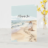 Strand Sand Seestern Flasche Ich Liebe Dich Karte (Gelbe Blume)