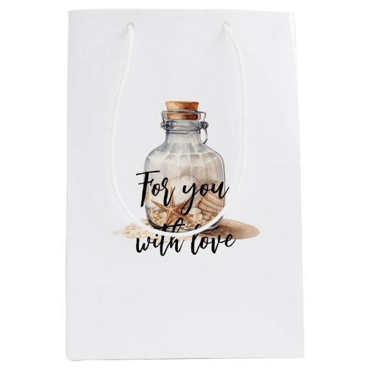 Strand Sand Seestern Flasche Mittlere Geschenktüte (Vorderseite)