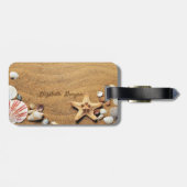 Strand, Sand, Starfish, Muscheln - Personalisiert Gepäckanhänger (Rückseite horizontal)