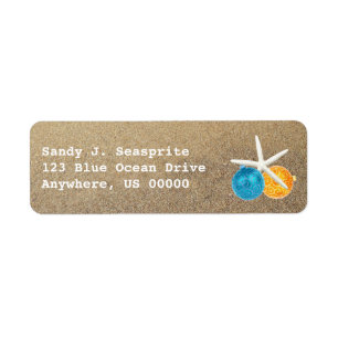Strand Sand und Ornament Rücksendeadressetiketten