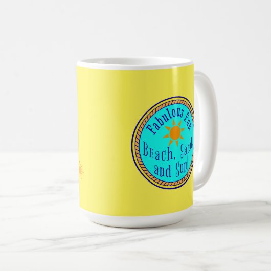 STRAND, SAND UND SONNE! FABULOUS FUN SUNNY GIFT TA KAFFEETASSE (VorderseiteRechts)