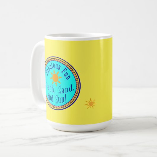 STRAND, SAND UND SONNE! FABULOUS FUN SUNNY GIFT TA KAFFEETASSE (Vorderseite Links)
