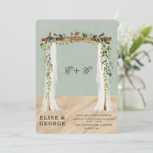 Strand Sand Weiße Canopy Tropische Einzigartige Ho Einladung (Stehend Vorderseite)