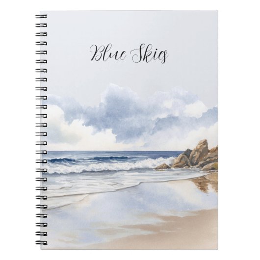 Strand Sand Wolken Blauer Himmel Notizblock (Vorderseite)