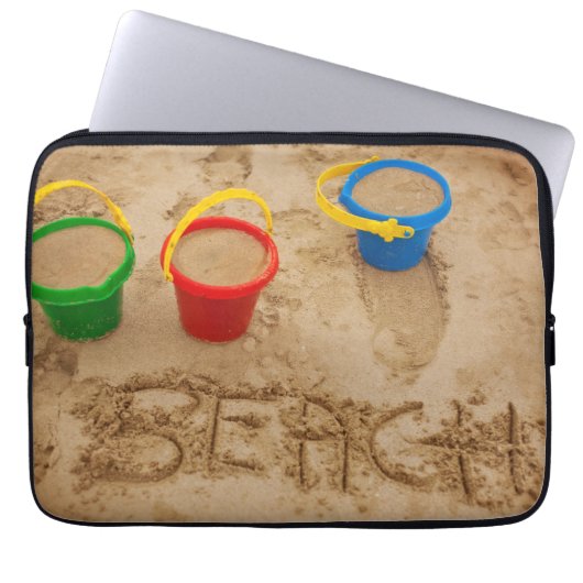 Strand-Sand-Wörter Laptopschutzhülle (Vorderseite)