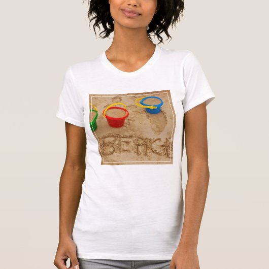 Strand-Sand-Wörter T-Shirt (Vorderseite)