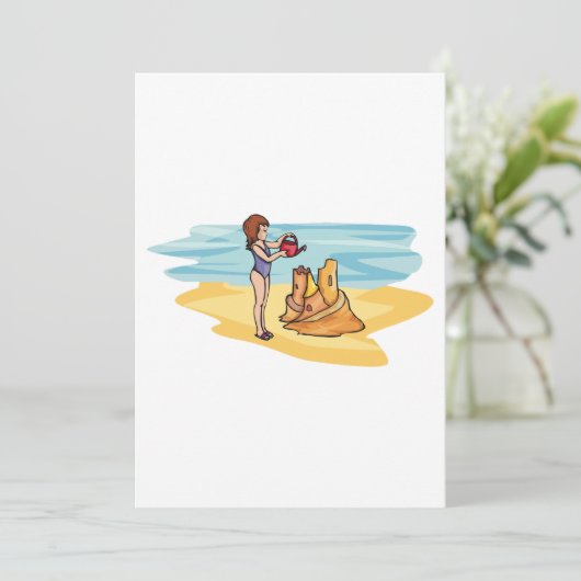 Strand Sandcastle Einladung (Stehend Vorderseite)