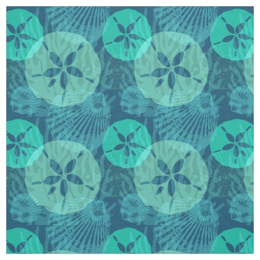Strand SandDollars und Seashells Blue Aqua Stoff (Muster)