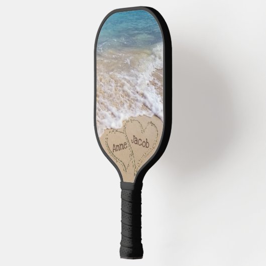 Strand Sandherzen mit Namen Pickleball Schläger (Links)