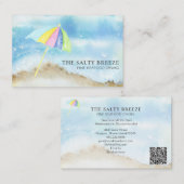 *~* Strand Sandschirm Meer QR Wasserfarben Ozean Visitenkarte (Vorne/Hinten)