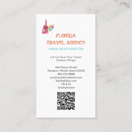 *~* Strand Sandsee Reisen Tourismus QR Visitenkarte (Rückseite)