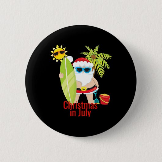 Strand Santa Surfer Weihnachten im Juli Button (Vorderseite)