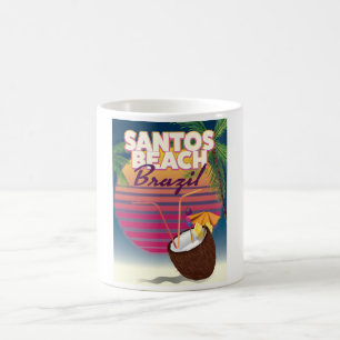 Strand Santos Brasilien Vintage-Reiseposter Verwandlungstasse