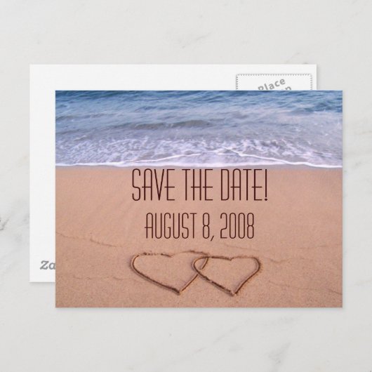 Strand Save the Date Ankündigungspostkarte (Vorne/Hinten)