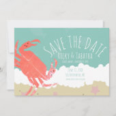Strand Save the Date Crab Sand Ocean Waves Einladung (Vorderseite)
