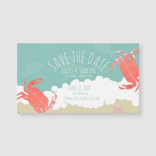 Strand Save the Date Crab Sand Ocean Waves Magnetkarte