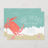 Strand Save the Date Crab Sand Ocean Waves Postkarte (Vorne/Hinten)