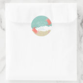 Strand Save the Date Crab Sand Ocean Waves Runder Aufkleber (Tasche)