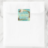 Strand "Save the Date" Hochzeitsaqua Quadratischer Aufkleber (Tasche)