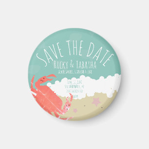 Strand Save the Date Krabbe Sand Ozeanwellen  Magnet