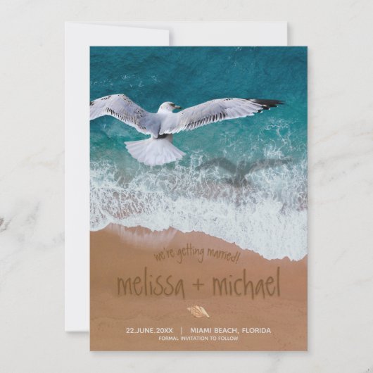 🌊 Strand Save the Date mit Sandschrift 🐚 (Vorderseite)