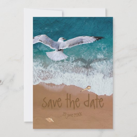 🌊 Strand Save the Date mit Sandschrift 🐚 (Rückseite)