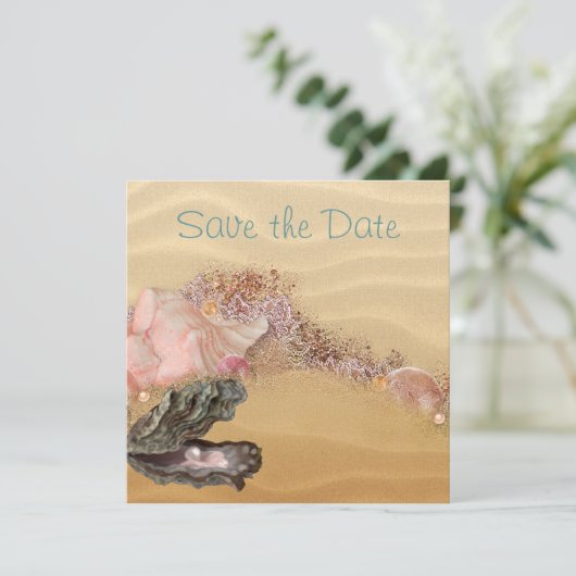 Strand Save the Date Wedding Sandy Shore (Stehend Vorderseite)