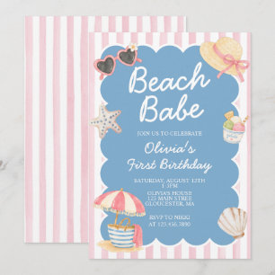 Strand-Schatz Coastal Beach 1. Geburtstag Einladung